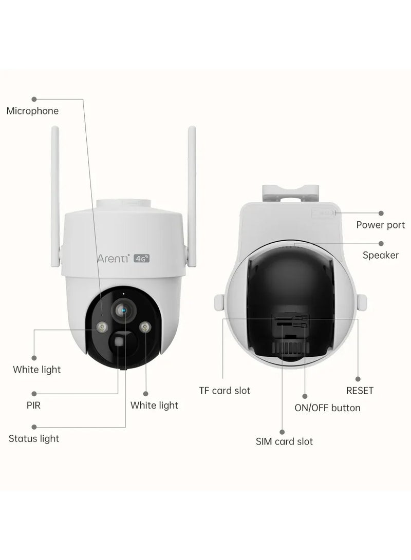 أرينتي كاميرا مراقبة خارجية متحركة تعمل بالبطارية تدعم شريحة الجوال مع لوح الطاقة الشمسية GO3G Kit - Image 4