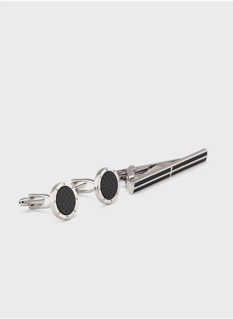 Robert Wood Cufflink & Tie Pin Set In Gift Box