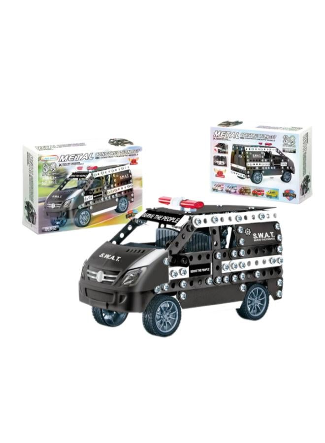 Black Ambulance Model Metal Construction Set - 314 Pcs - Image 1
