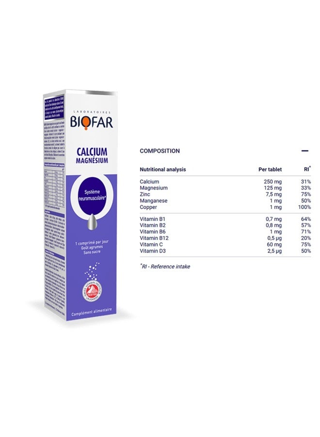 Biofar Vital Calcium Magnesium Effervescent Tablets, Citrus Flavor, Pack Of 20'S - Image 3