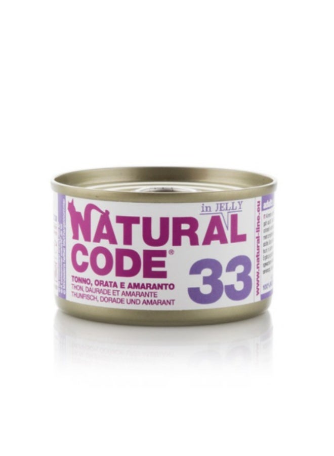 Natural Code 33 Tuna Sea Bream and Apple Soft Jelly Wet Cat Food 85g