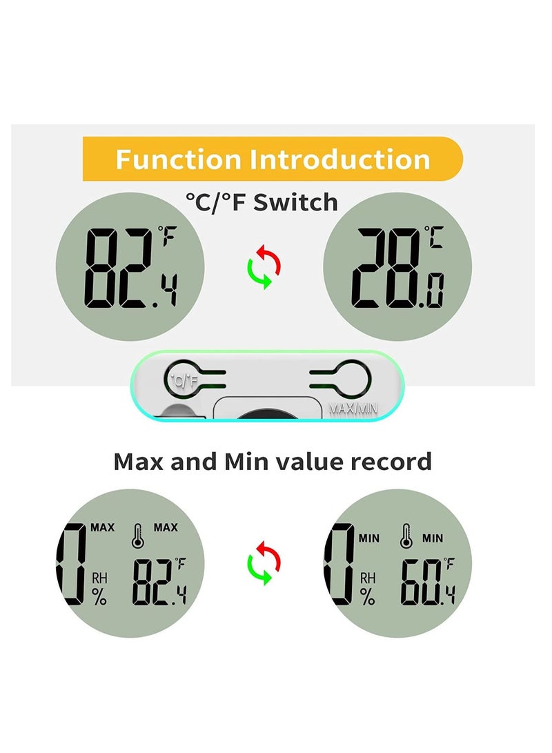 2 PCS Mini Digital Hygrometer and Thermometer,Reptile Thermometer with Magnetic & Tablestand, Indoor Temperature Humidity Meter Gauge for Humidors Greenhouse Garden Cellar Closet Guitar Case Office  - Image 5