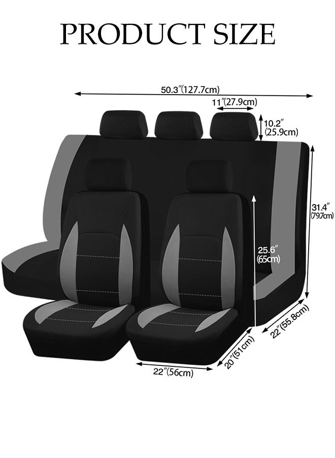 DUNISO 9 Pcs Car Seat Cover, Universal Fully Wrapped Seat Cushion, Five Seats Cloth Car Backrest Seat Cover, Wear Resistant And Anti Slip, Suitable For All Seasons, Suitable For Most Car Seats  - Image 2