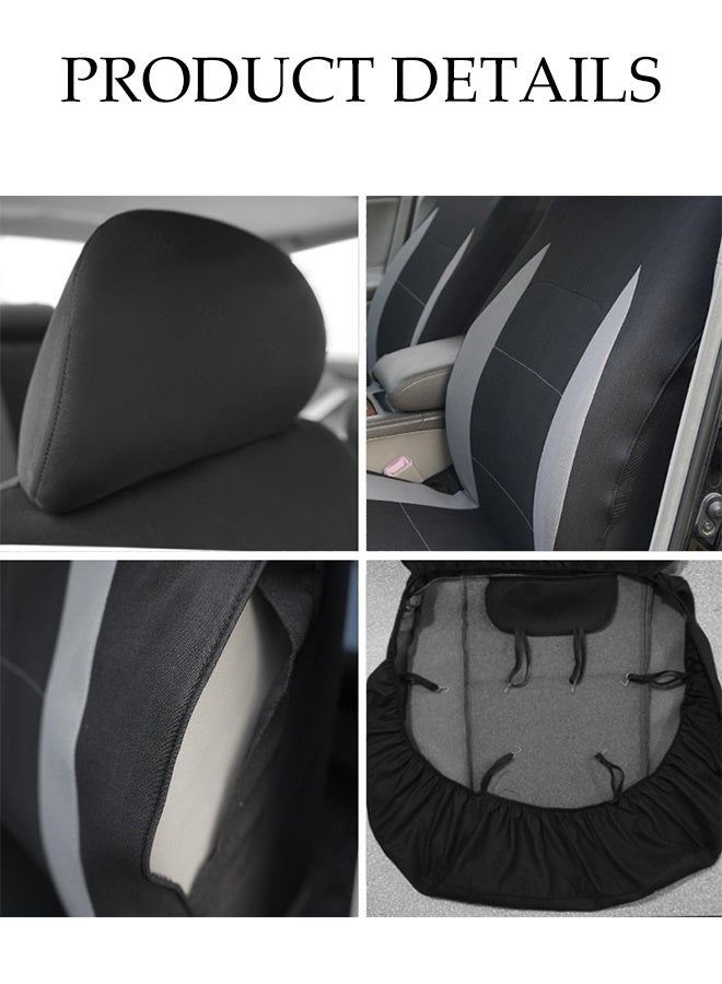 DUNISO 9 Pcs Car Seat Cover, Universal Fully Wrapped Seat Cushion, Five Seats Cloth Car Backrest Seat Cover, Wear Resistant And Anti Slip, Suitable For All Seasons, Suitable For Most Car Seats  - Image 3