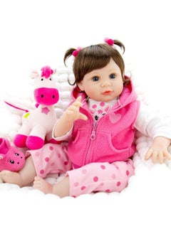 Aori Reborn Baby Dolls 22 Inch Realistic Lifelike Girl Dolls in Soft Vinly and Weighted Soft Body with Pink Deer Clothes and Doll Accessories Set  - Image 1