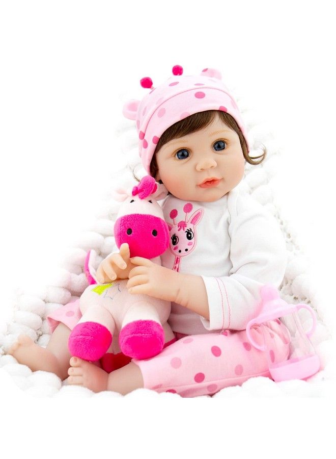 Aori Reborn Baby Dolls 22 Inch Realistic Lifelike Girl Dolls in Soft Vinly and Weighted Soft Body with Pink Deer Clothes and Doll Accessories Set - Image 4