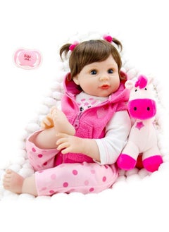 Aori Reborn Baby Dolls 22 Inch Realistic Lifelike Girl Dolls in Soft Vinly and Weighted Soft Body with Pink Deer Clothes and Doll Accessories Set  - Image 3