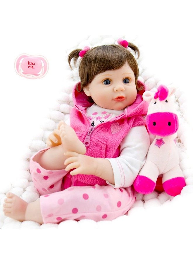 Aori Reborn Baby Dolls 22 Inch Realistic Lifelike Girl Dolls in Soft Vinly and Weighted Soft Body with Pink Deer Clothes and Doll Accessories Set - Image 3