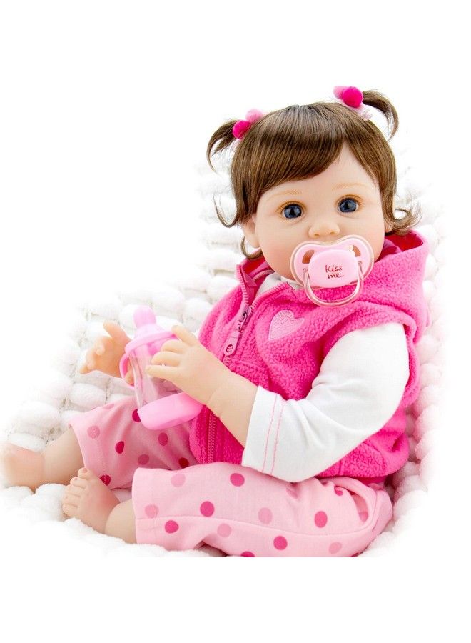 Aori Reborn Baby Dolls 22 Inch Realistic Lifelike Girl Dolls in Soft Vinly and Weighted Soft Body with Pink Deer Clothes and Doll Accessories Set - Image 5