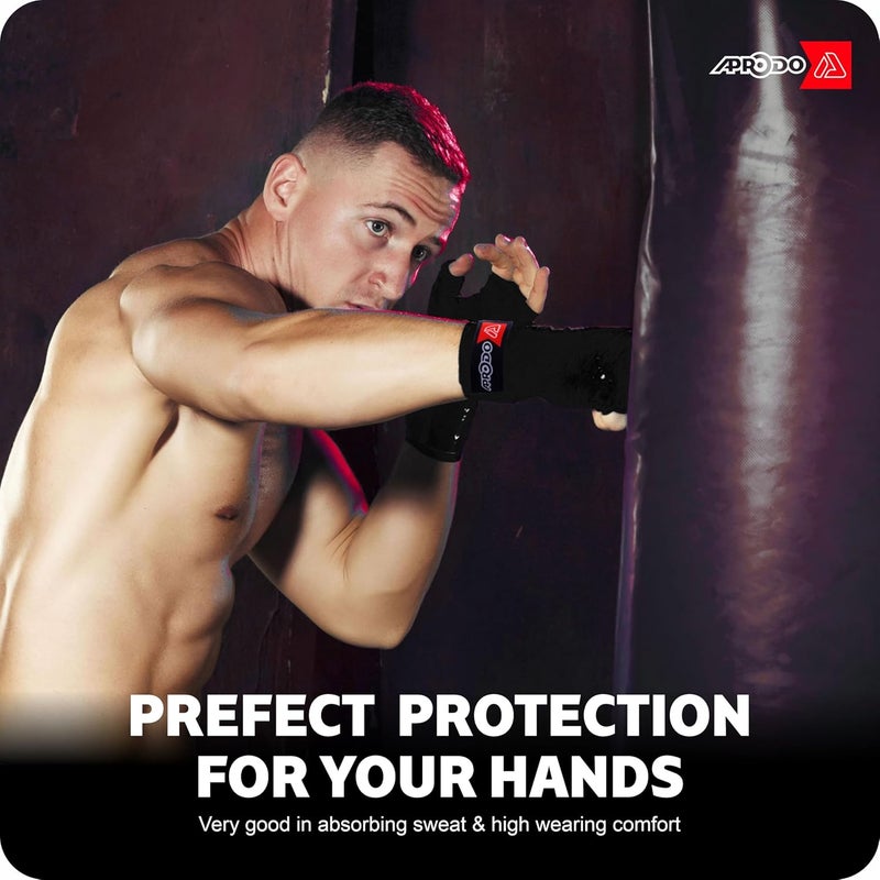 Aprodo Boxing Hand Wraps Perfect Spandex Elastic Stretch for Men & Women (Black, (180") 4.50m) - Image 3