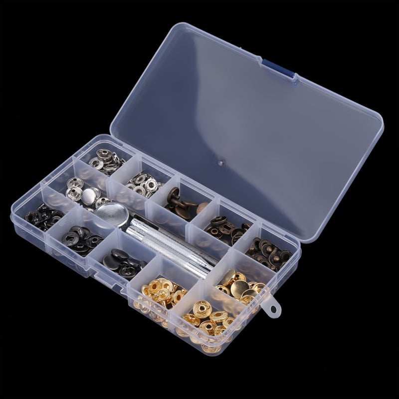 Press Stud Snap Button 12Mm Eco-friendly Brass Rust Resistant Thickened Fastener - High Hardness Comfort Grip Setting Tool for Home Clothing Use - Image 1
