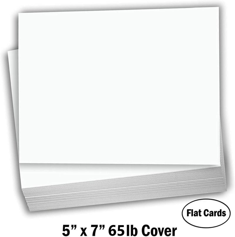 Hamilco White Cardstock Blank Index Flash Note & Post Cards - Flat 5 X 7" Thick Paper 65 lb Card Stock for Printer - 100 Pack - Image 2