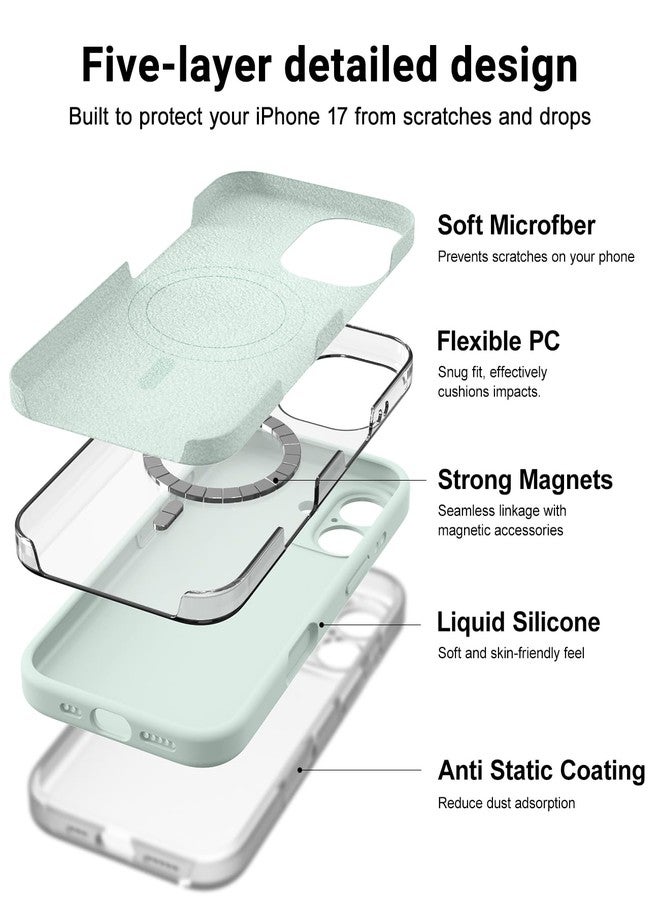 OTOFLY Magnetic for iPhone 17 Case,Compatible with Magsafe,Classic Liquid Silicone Mobile Phone Case,Integrated Camera Control Button,Anti-Scratch Microfiber Lining,Mint Green - Image 4