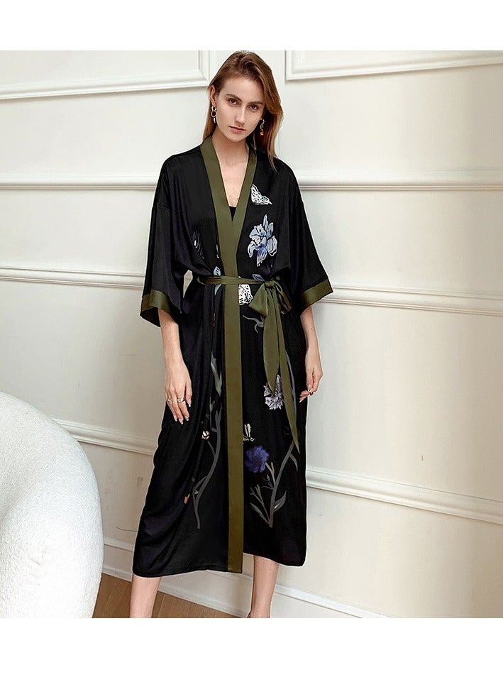 Tie Up Long Sleeved Sleeping Bathrobe Can Be Used As A Wedding Morning Gown Or Home Outfit  - Image 1