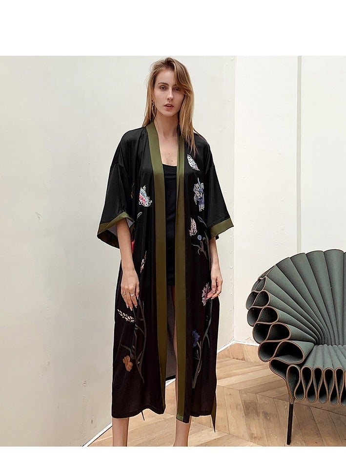 Tie Up Long Sleeved Sleeping Bathrobe Can Be Used As A Wedding Morning Gown Or Home Outfit  - Image 2
