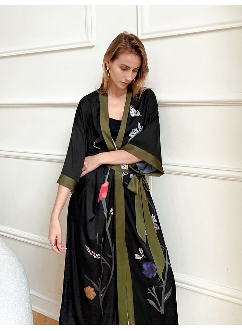 Tie Up Long Sleeved Sleeping Bathrobe Can Be Used As A Wedding Morning Gown Or Home Outfit  - Image 3