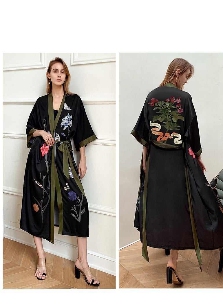 Tie Up Long Sleeved Sleeping Bathrobe Can Be Used As A Wedding Morning Gown Or Home Outfit  - Image 4