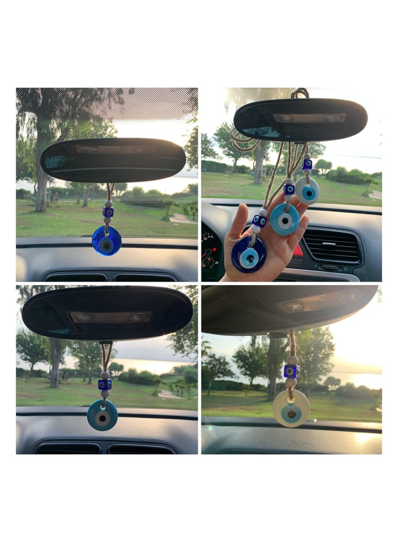 Evil Eye Car Hanging Ornament, Rear View Mirror Ornament Accessories, Turkish Greek Nazar Amulet, Good Luck Pendant,  for Car Window Door Rear View Mirror Accessories 3 pcs - Image 4