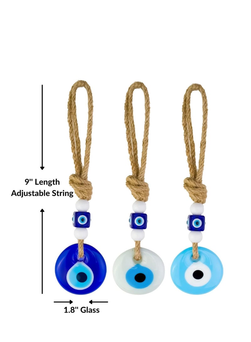 Evil Eye Car Hanging Ornament, Rear View Mirror Ornament Accessories, Turkish Greek Nazar Amulet, Good Luck Pendant,  for Car Window Door Rear View Mirror Accessories 3 pcs - Image 5