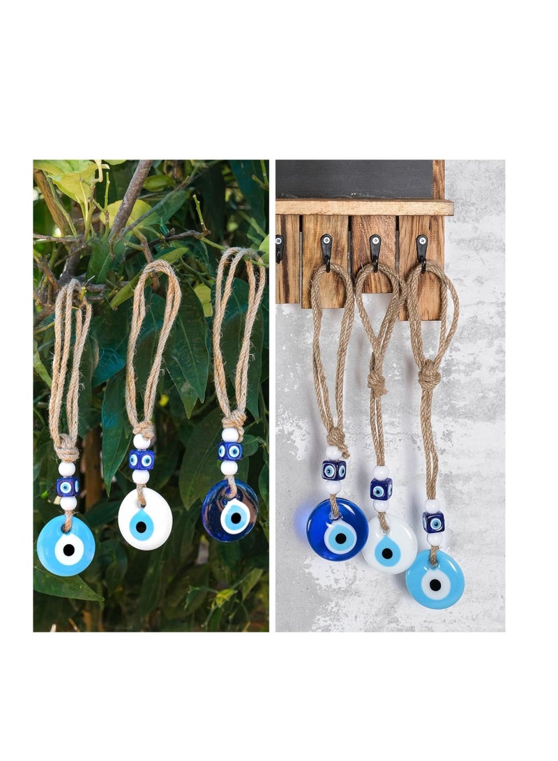 Evil Eye Car Hanging Ornament, Rear View Mirror Ornament Accessories, Turkish Greek Nazar Amulet, Good Luck Pendant,  for Car Window Door Rear View Mirror Accessories 3 pcs - Image 2