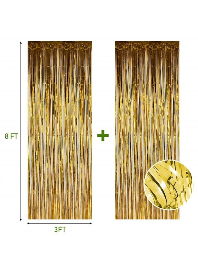 Twinkle Star 2 Pack Photo Booth Backdrop Metallic Tinsel Foil Fringe Curtains Environmental Background for Birthday Wedding Party Christmas Decorations (Gold) - Image 5