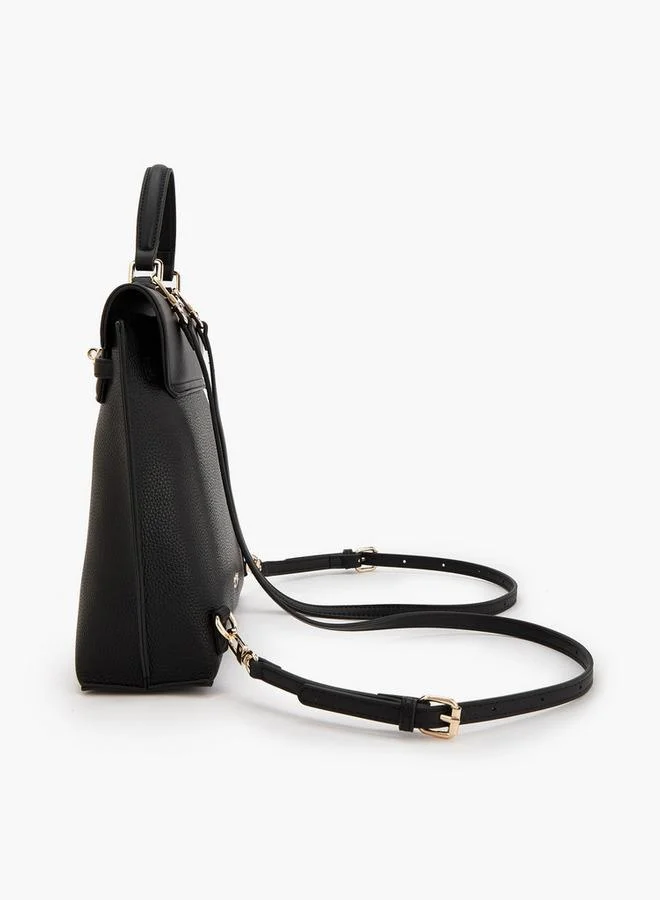 Celeste BLACK Solid Backpack With Twist Lock Closure for Women | Best Price UAE