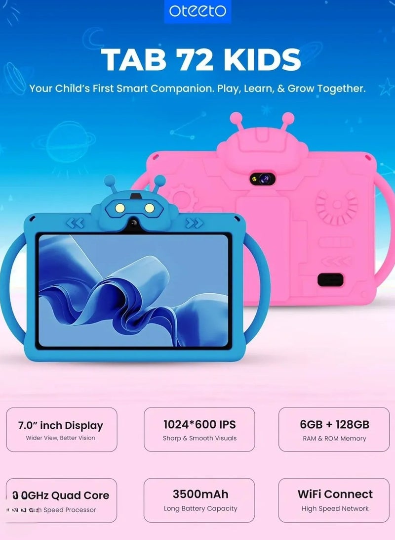 أوتيتو تاب 72 للأطفال شاشة IPS LCD مقاس 7 بوصات واي فاي 6 جيجابايت رام 128 جيجابايت روم بطارية 3500 مللي أمبير - أزرق - Image 1