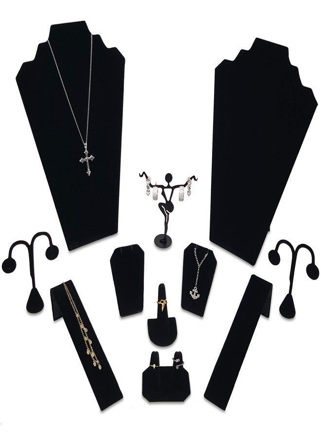 MOOCA 11 Pcs Black Velvet Jewelry Displays Set, Earring Holder, Necklace Display, Bracelet Set - Image 1