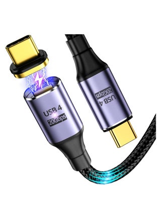 كابل شحن مغناطيسي USB C إلى USB C بقوة 100 واط، 24 دبابيس PD شحن سريع USB 4 20 جيجابت في الثانية نقل بيانات 8K@60Hz فيديو، كابل شاحن مغناطيسي للشحن السريع لجهاز MacBook Pro/Air والمزيد من هواتف Type C (6.5 قدم) - pzsku/Z26A3AAF209B30622EB1AZ/45/_/1703316157/3fd1e16e-22f9-4b26-8c0b-435b948f57fd