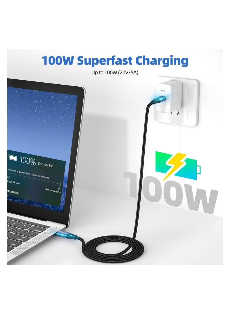 كابل شحن مغناطيسي USB C إلى USB C بقوة 100 واط، 24 دبابيس PD شحن سريع USB 4 20 جيجابت في الثانية نقل بيانات 8K@60Hz فيديو، كابل شاحن مغناطيسي للشحن السريع لجهاز MacBook Pro/Air والمزيد من هواتف Type C (6.5 قدم)