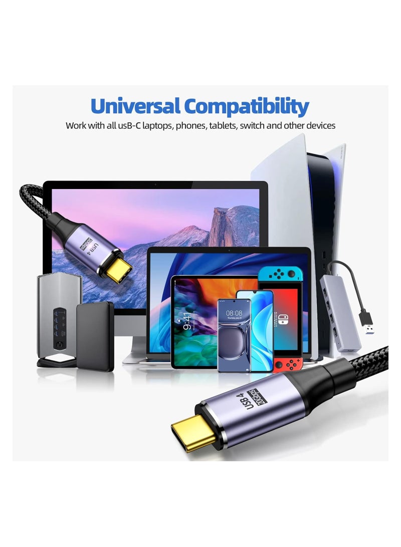 كابل شحن مغناطيسي USB C إلى USB C بقوة 100 واط، 24 دبابيس PD شحن سريع USB 4 20 جيجابت في الثانية نقل بيانات 8K@60Hz فيديو، كابل شاحن مغناطيسي للشحن السريع لجهاز MacBook Pro/Air والمزيد من هواتف Type C (6.5 قدم)