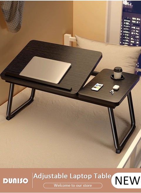 Laptop Bed Tray Desk, Adjustable Folding Laptop Bed Table, Portable Standing Desk, Foldable Lap Tablet Desk with Cup Holder for Bed Couch Sofa Floor, Working, Writing