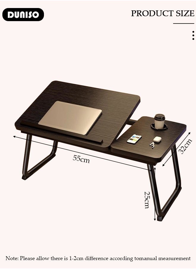 Laptop Bed Tray Desk, Adjustable Folding Laptop Bed Table, Portable Standing Desk, Foldable Lap Tablet Desk with Cup Holder for Bed Couch Sofa Floor, Working, Writing