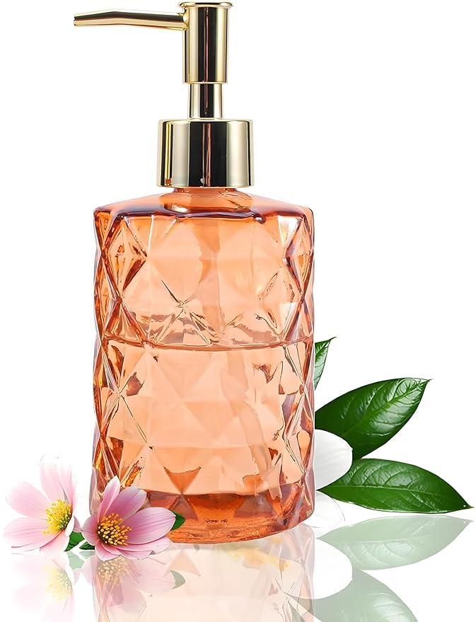 Shrux Handwash Dispenser Bottle for Bathroom Liquid Body Soap Pump Dispenser330ML Pack of 1 Pcs Dimon Cut Design Glass Soap Dispenser Body Lotion Hair Oil and Hair Serum Storage Bottle - Image 1