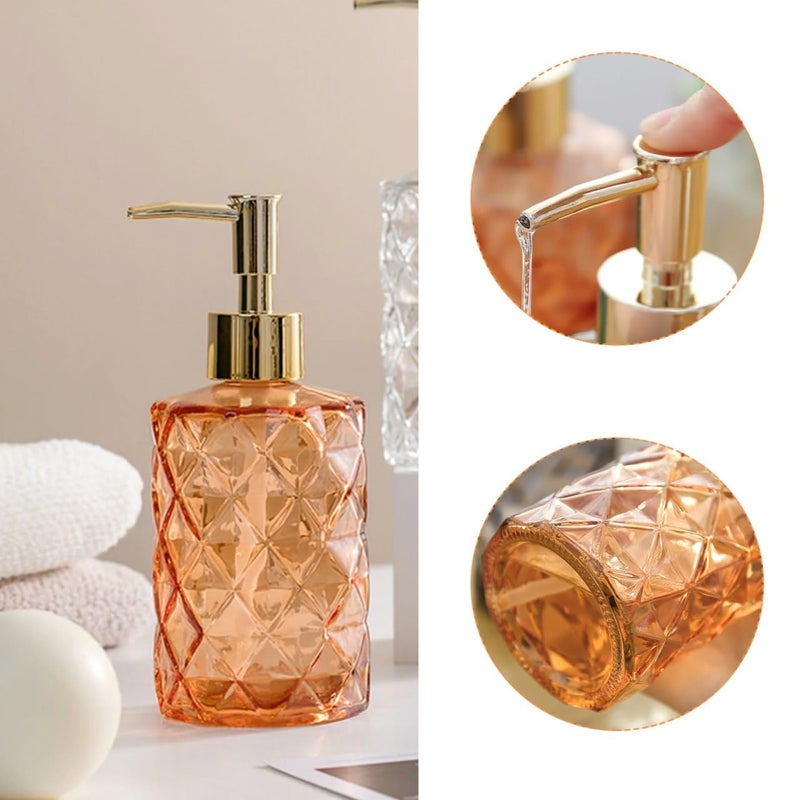 Shrux Handwash Dispenser Bottle for Bathroom Liquid Body Soap Pump Dispenser330ML Pack of 1 Pcs Dimon Cut Design Glass Soap Dispenser Body Lotion Hair Oil and Hair Serum Storage Bottle - Image 4