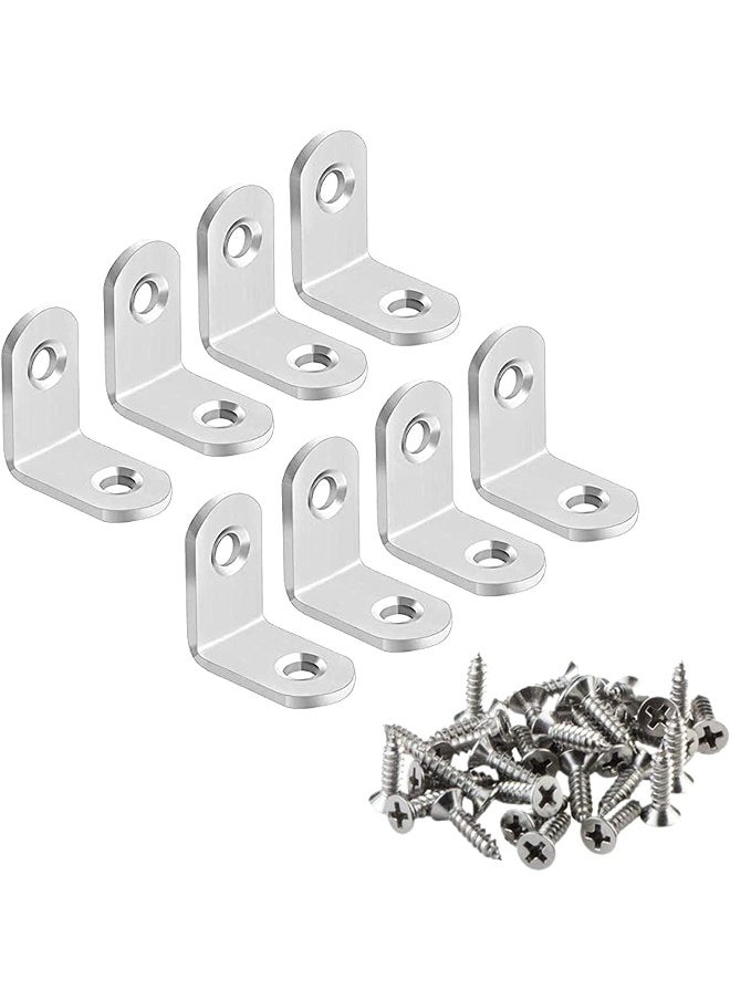 Rubik Corner Brace L Shaped Bracket, 8pcs Stainless Steel Corner Code Decorative Joint Right Angle Bracket for Shelf Supports Fixing Wood Furniture Chair Table Cabinet Bed with Screws (25x25x15mm)  - Image 1