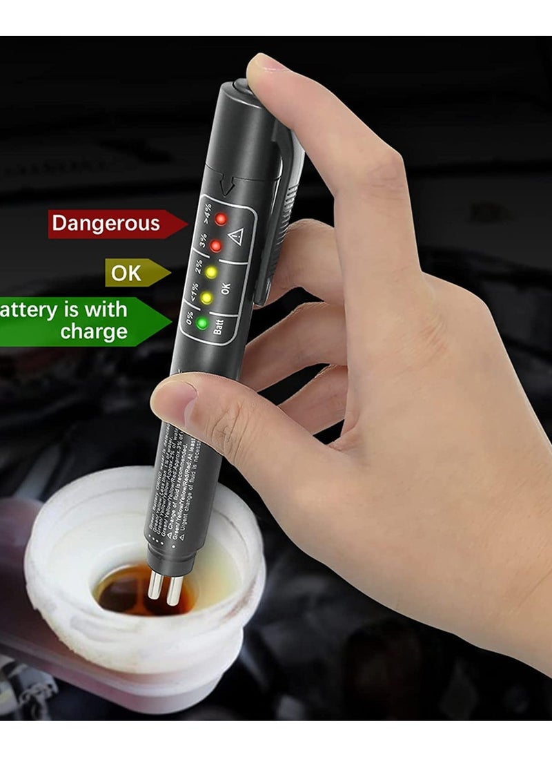 Generic - Brake Fluid Test Pen, Car Brake Fluid Inspection Tool Replacement Test Pen Test DOT3 DOT4 DOT5.1 ENV4 ENV6 Brake Fluid with 5 LED Indicator Hydraulic Oil and Water Analyzer Automatic Diagnostic Tester - Image 1