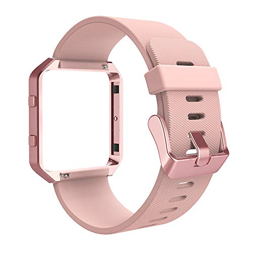 Simpeak Sport Band Compatible with Fitbit Blaze Smartwatch Sport Fitness, Silicone Wrist Band with Meatl Frame Replacement for Fitbit Blaze Men Women, Small, Pink Band+Rose Pink Frame - Image 5