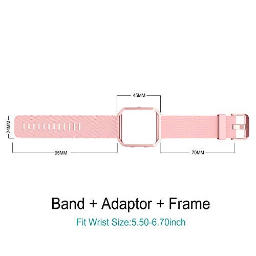 Simpeak Sport Band Compatible with Fitbit Blaze Smartwatch Sport Fitness, Silicone Wrist Band with Meatl Frame Replacement for Fitbit Blaze Men Women, Small, Pink Band+Rose Pink Frame - Image 4