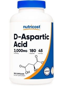 Nutricost Nutricost D-Aspartic Acid Capsules (Pack of 180 Capsules) (3000mg Serving)  - Image 1