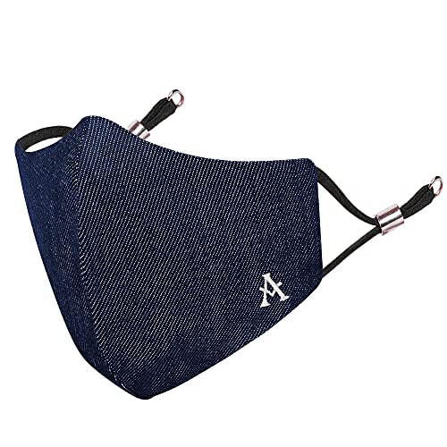 MASQ By Q-One Alphabet-V 4 Layer, Anti-Pollution Reusable, with Ear Adjusters, Anti-Bacterial (BFE>99%), Cotton Cloth Face Mask Combo for Unisex, Men, Women (Large, Navy-Grey-Denim, Pack of 3) - Image 4