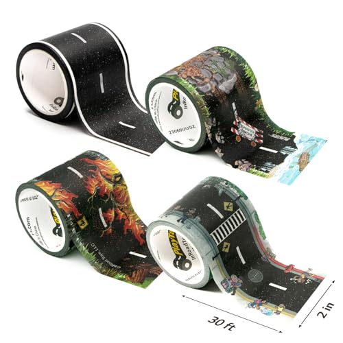 PlayTape Variety Pack Road Tape for Toy Cars  Sticks to Flat Surfaces No Residue 2 in x 30 ft Roll - Image 5