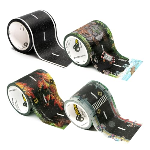 PlayTape Variety Pack Road Tape for Toy Cars  Sticks to Flat Surfaces No Residue 2 in x 30 ft Roll - Image 1