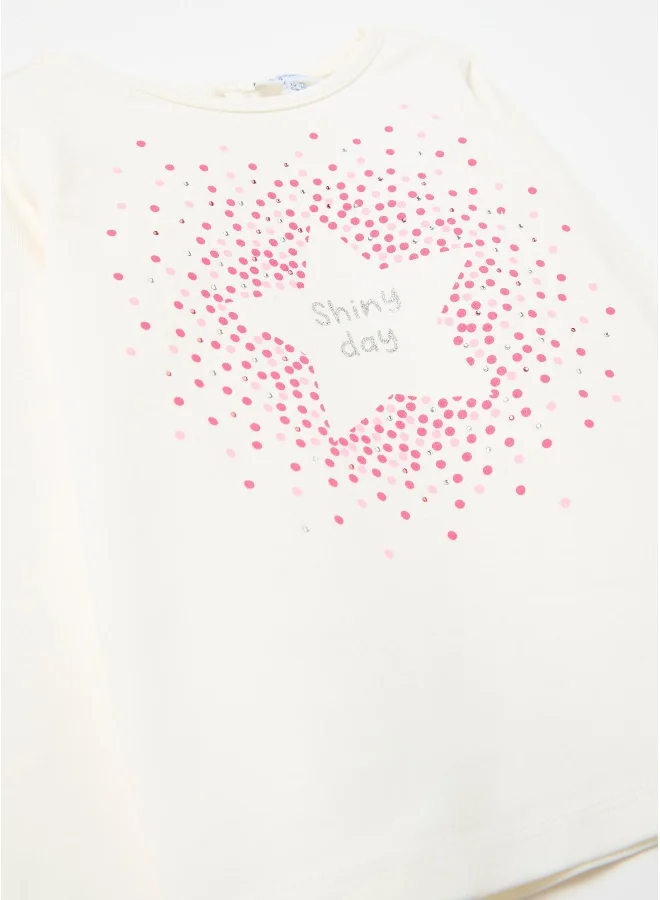 Ovs Long-sleeved T-shirt with diamantÃ©s and print