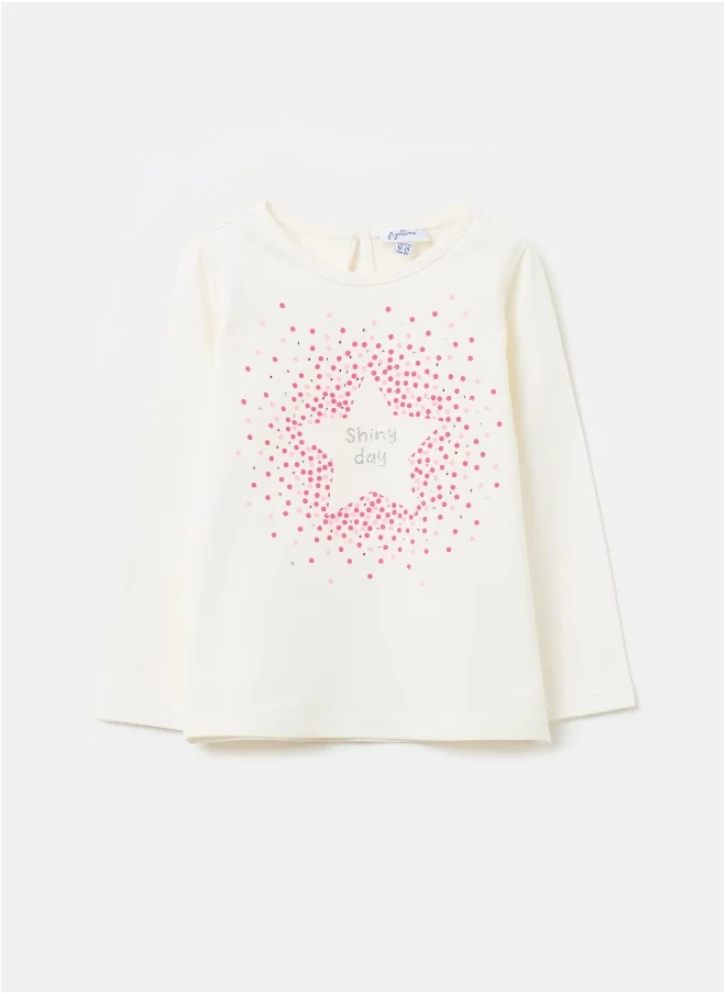 Ovs Long-sleeved T-shirt with diamantÃ©s and print