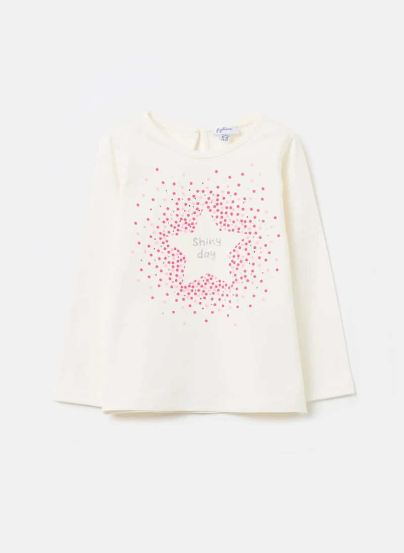 Ovs Long-sleeved T-shirt with diamantÃ©s and print