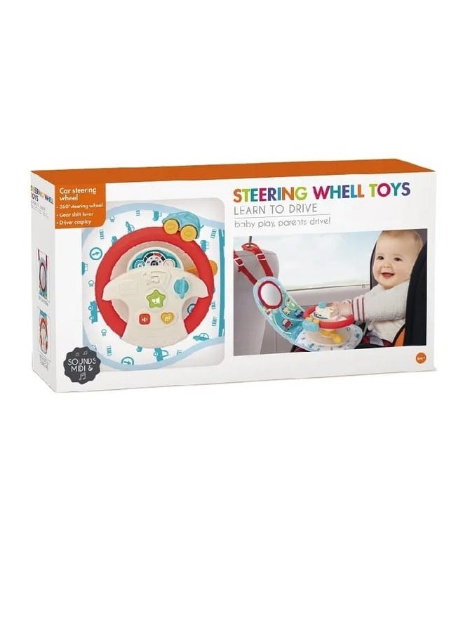 Generic TOYS-EGYPT Baby Car Seat Toys with Mirror Steering Wheel with Lights, Music and Driving Sounds, Interactive Driving Toy for Toddlers Develops Fine Motor Skills and Imagination  - Image 1