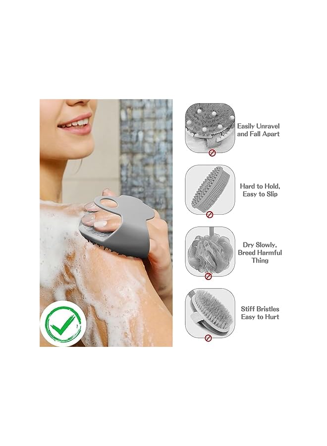 Excefore Body Scrubber Multifunction Exfoliator Bath Brush For Use In Shower Ergonomic Noslip Handle And Easier Product Foam - Image 3