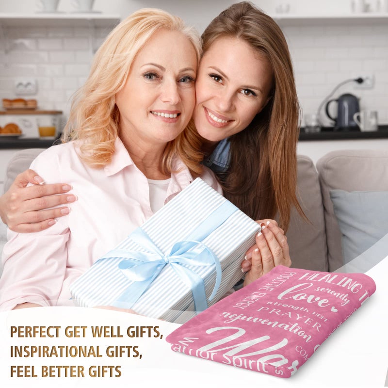 Afterprints بطانية الشفاء الدافئة من Afterprints - هدايا لسرطان الثدي للنساء، نتمنى لك الشفاء العاجل، رعاية مرضى السرطان، اشعر بتحسن، أفكر فيك، هدية تعزية لصديقة أو أخت، بطانيات مريحة ناعمة 50" x 60" - Image 2