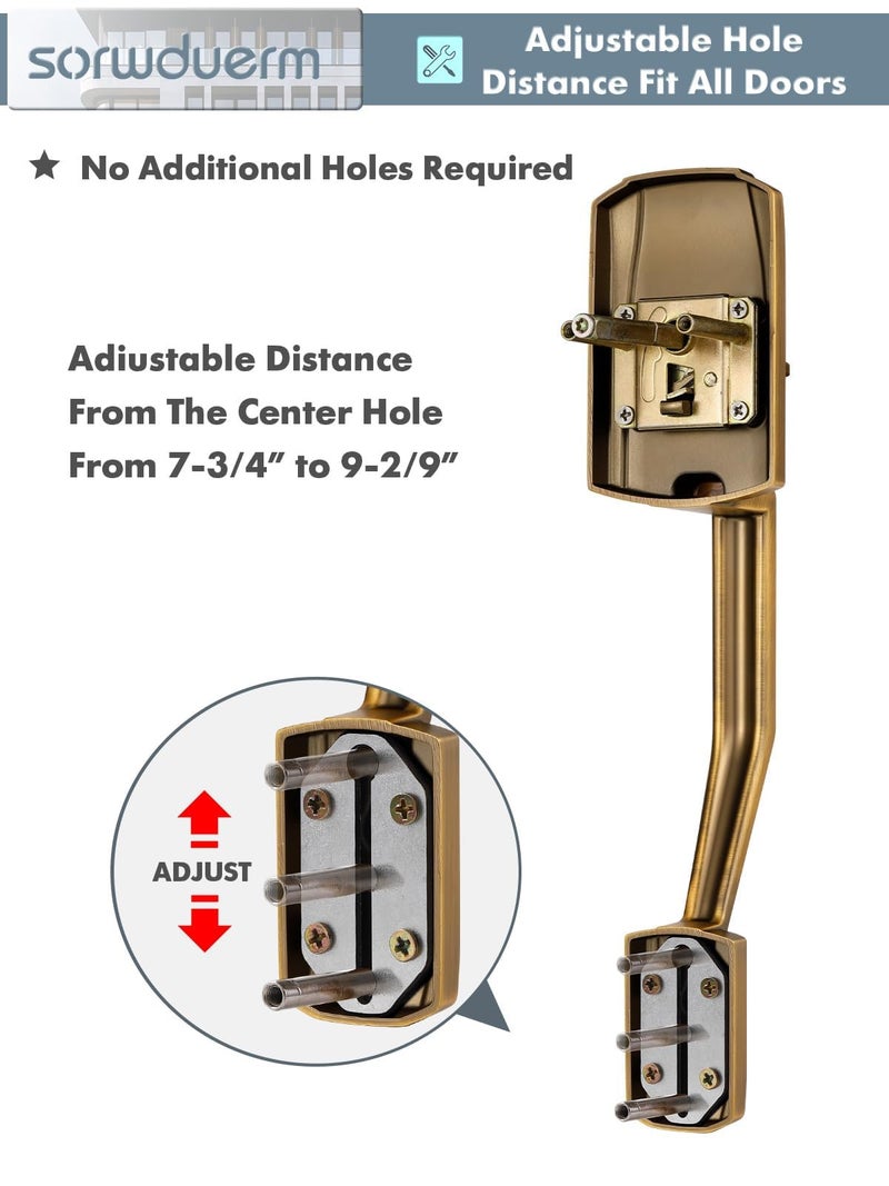 SORWDUERM 1 Pack Antique Brass Entry Door Handle and Deadbolt Set Reversible Lever Bronze Front Handleset with Lock and Key Single Cylinder - Image 5
